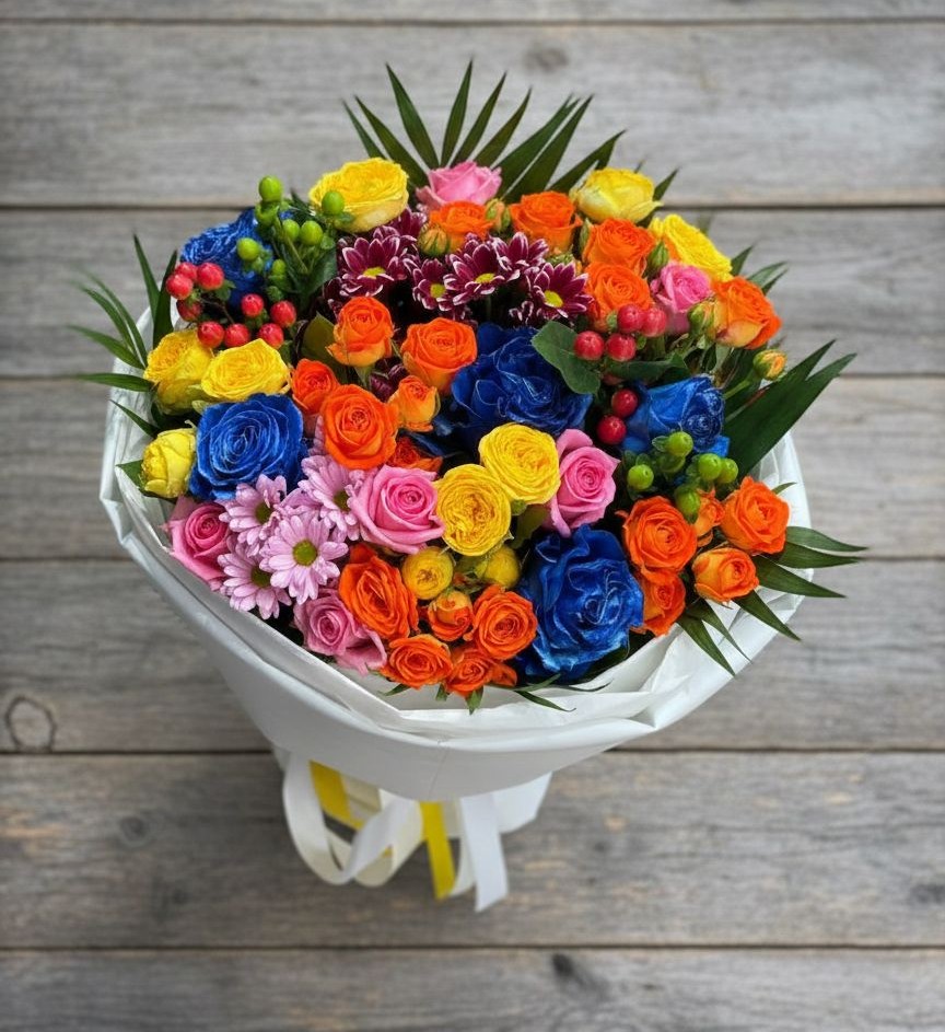 Букет цветов из: Розы и Хризантемы в Махновке