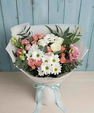 Букет цветов из:  Розы, Лизиантусы и Хризантемы в Махновке