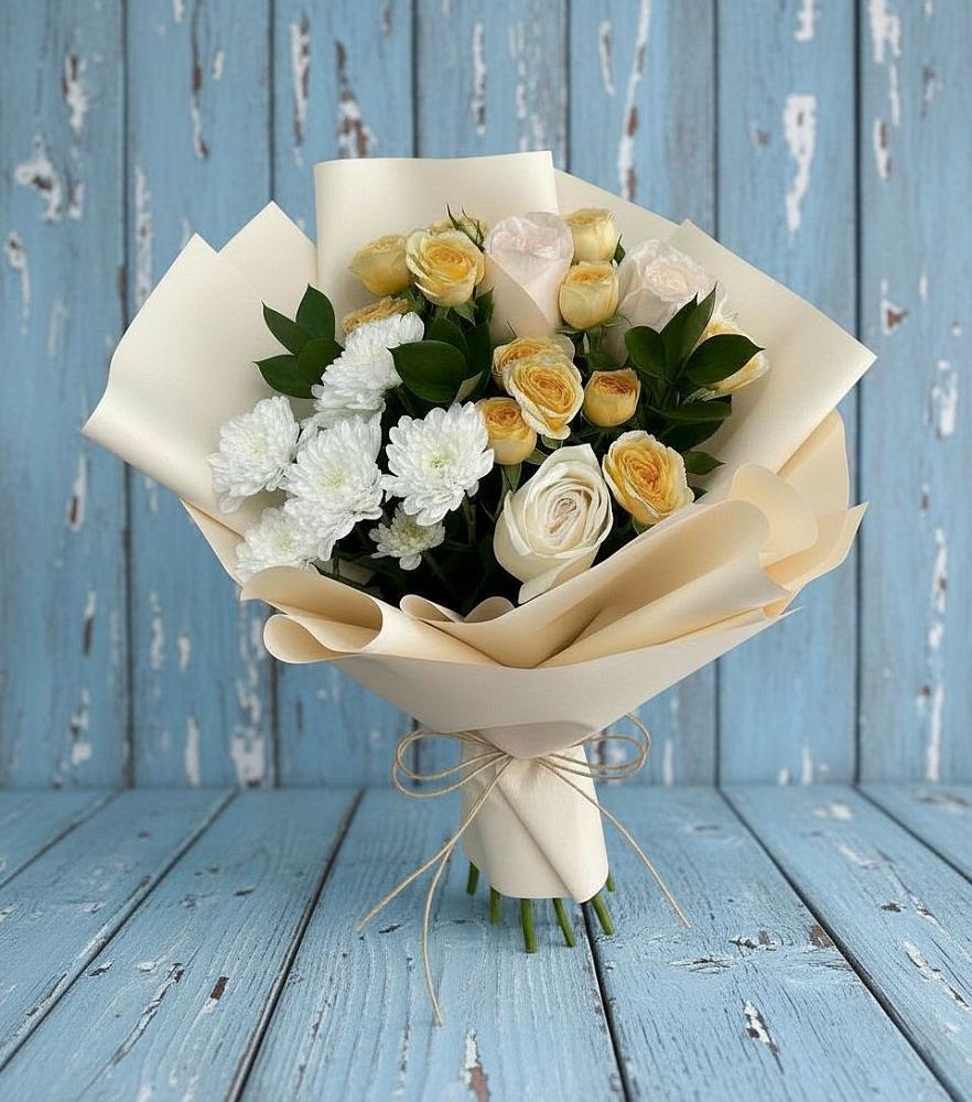 Букет цветов из: Розы и Хризантемы в Махновке