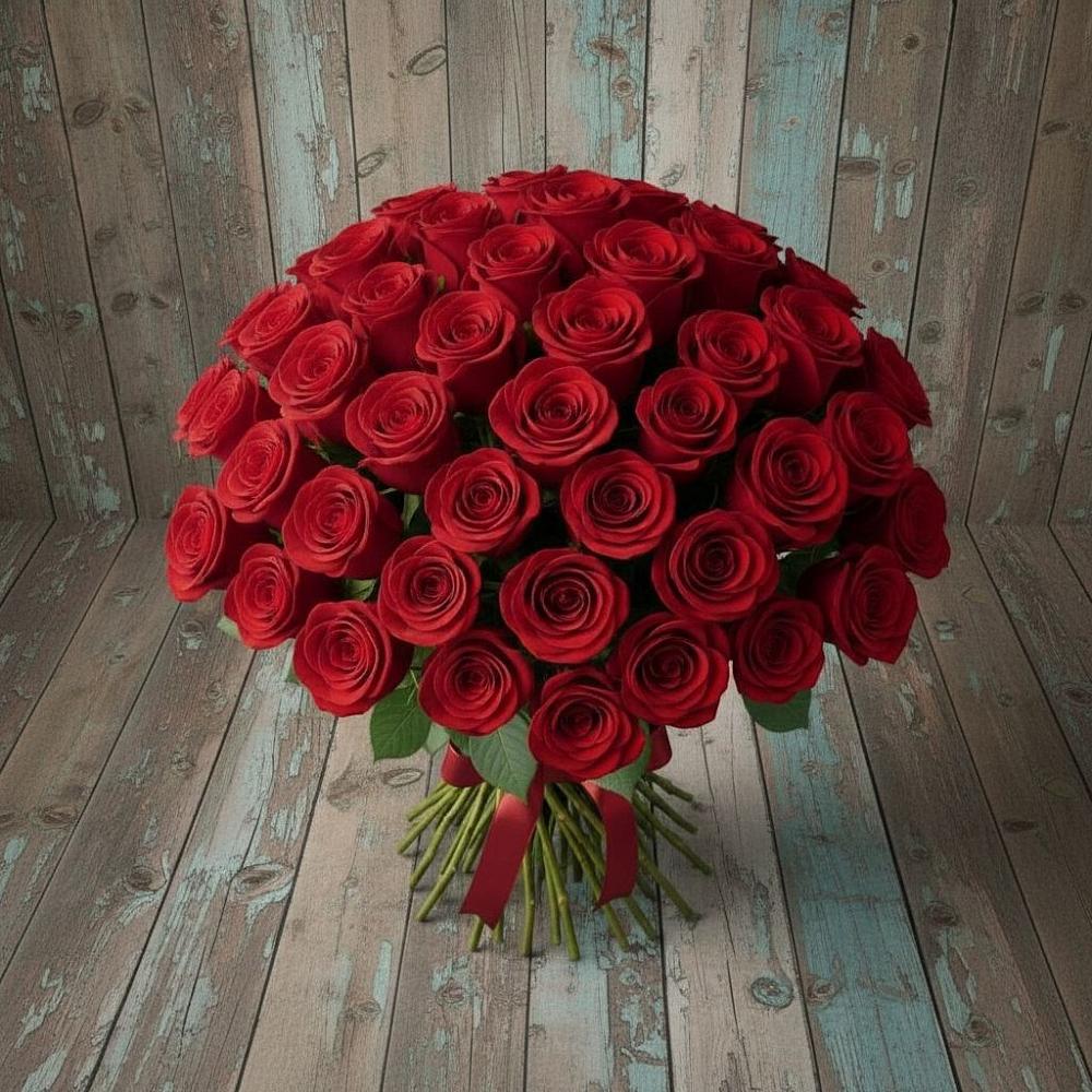 Букет 55 Красных роз Фридом в Махновке