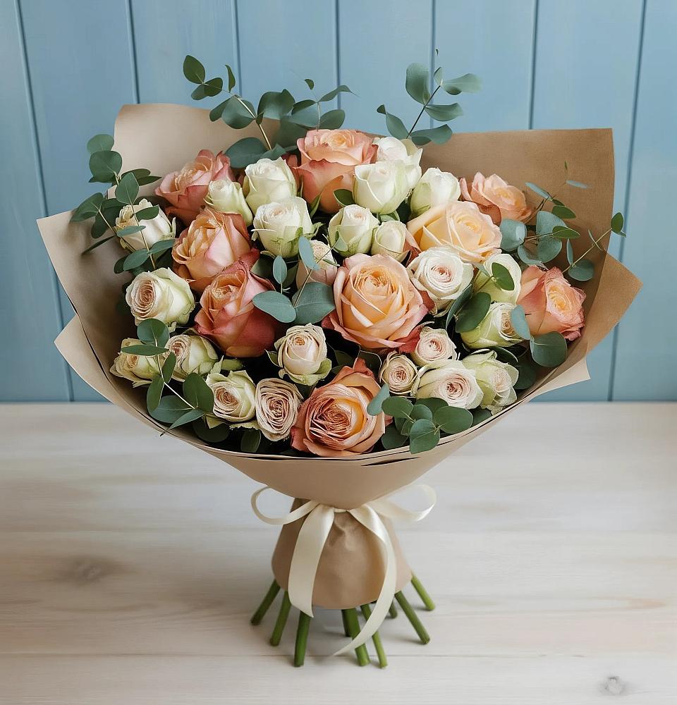Букет цветов из: Альстромерии и Розы в Махновке