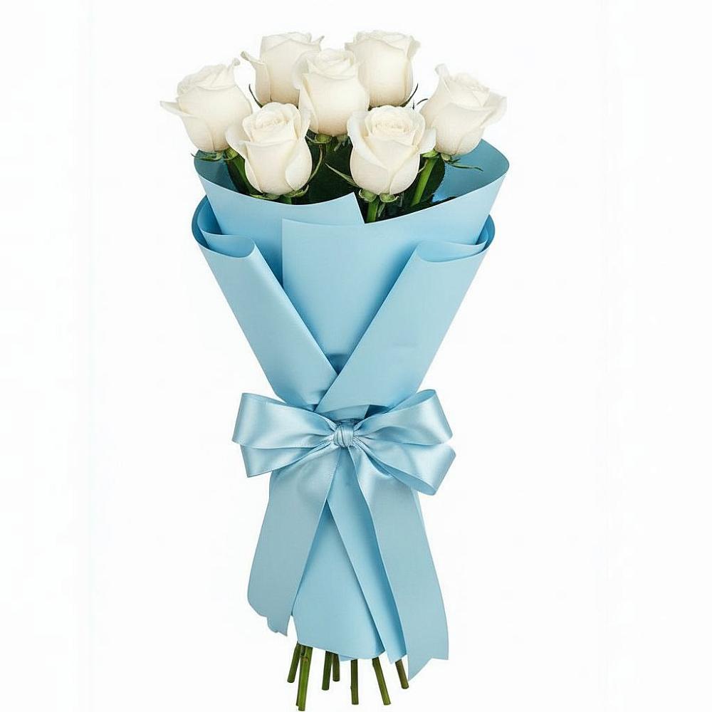 Букет 7 белых роз Проуд в Махновке