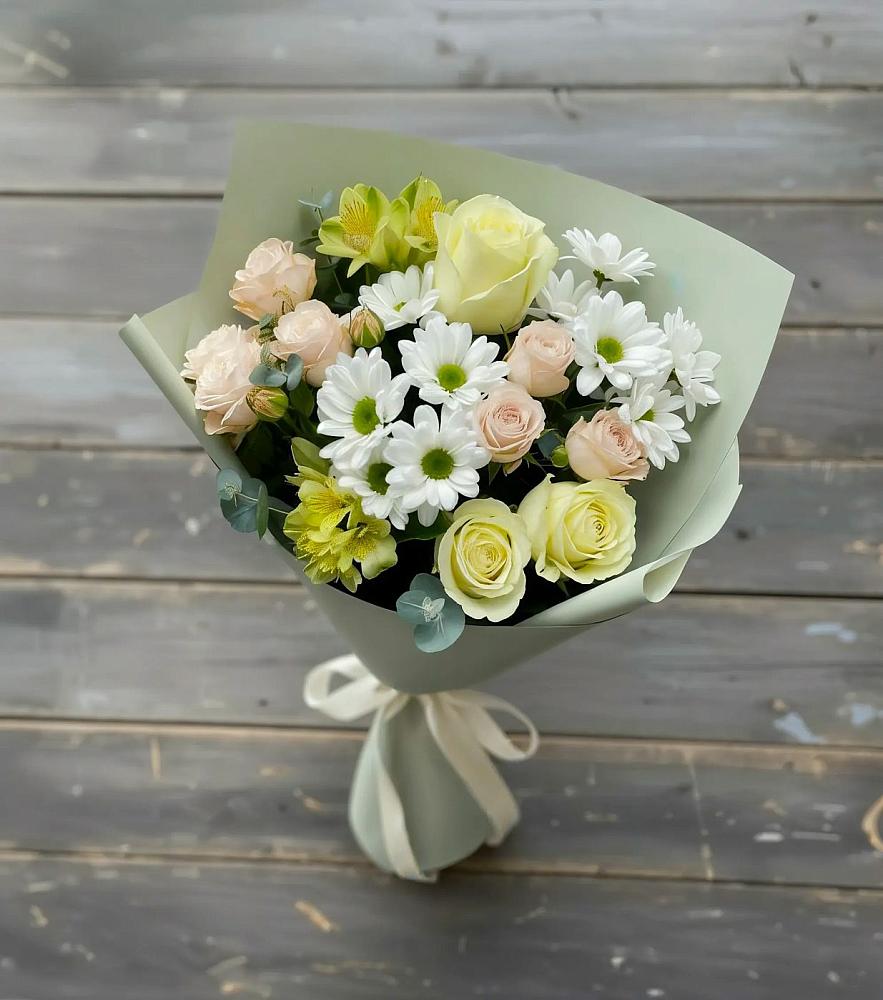 Букет цветов из: Альстромерии, Розы и Хризантемы в Махновке