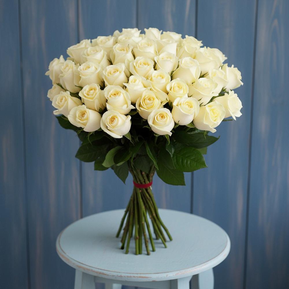 Букет 51 Белая роза Эдлесс Лав в Махновке