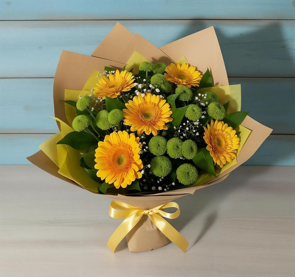 Букет цветов из: Герберы и Хризантемы в Махновке