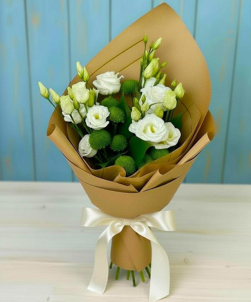 Букет цветов из: Хризантемы и Лизиантусы в Махновке