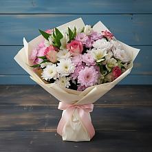 Букет цветов из:  Хризантемы, Альстромерии и Розы в Махновке