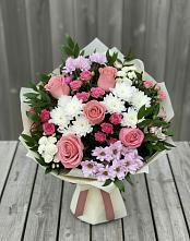 Букет цветов из:  Альстромерии, Гвоздики, Розы и Хризантемы в Махновке