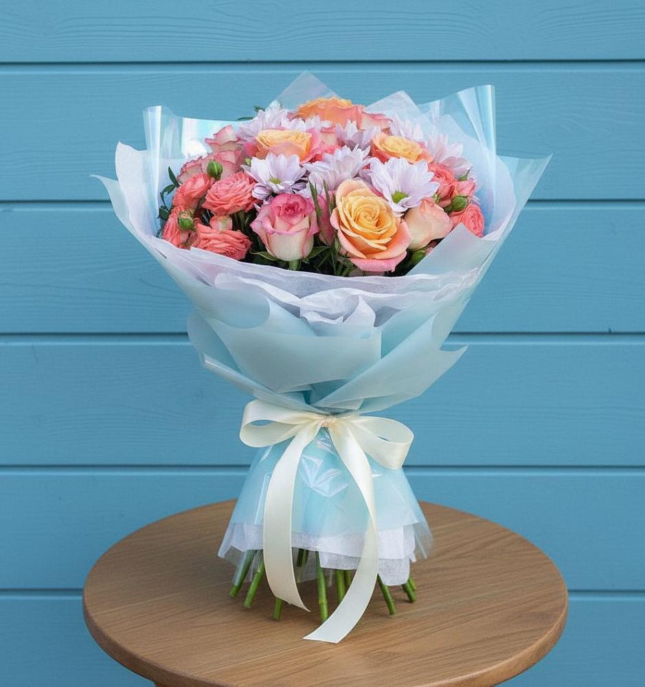 Букет цветов из: Хризантемы и Розы в Махновке