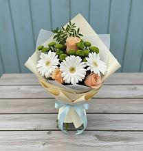 Букет цветов из:  Герберы, Розы и Хризантемы в Махновке