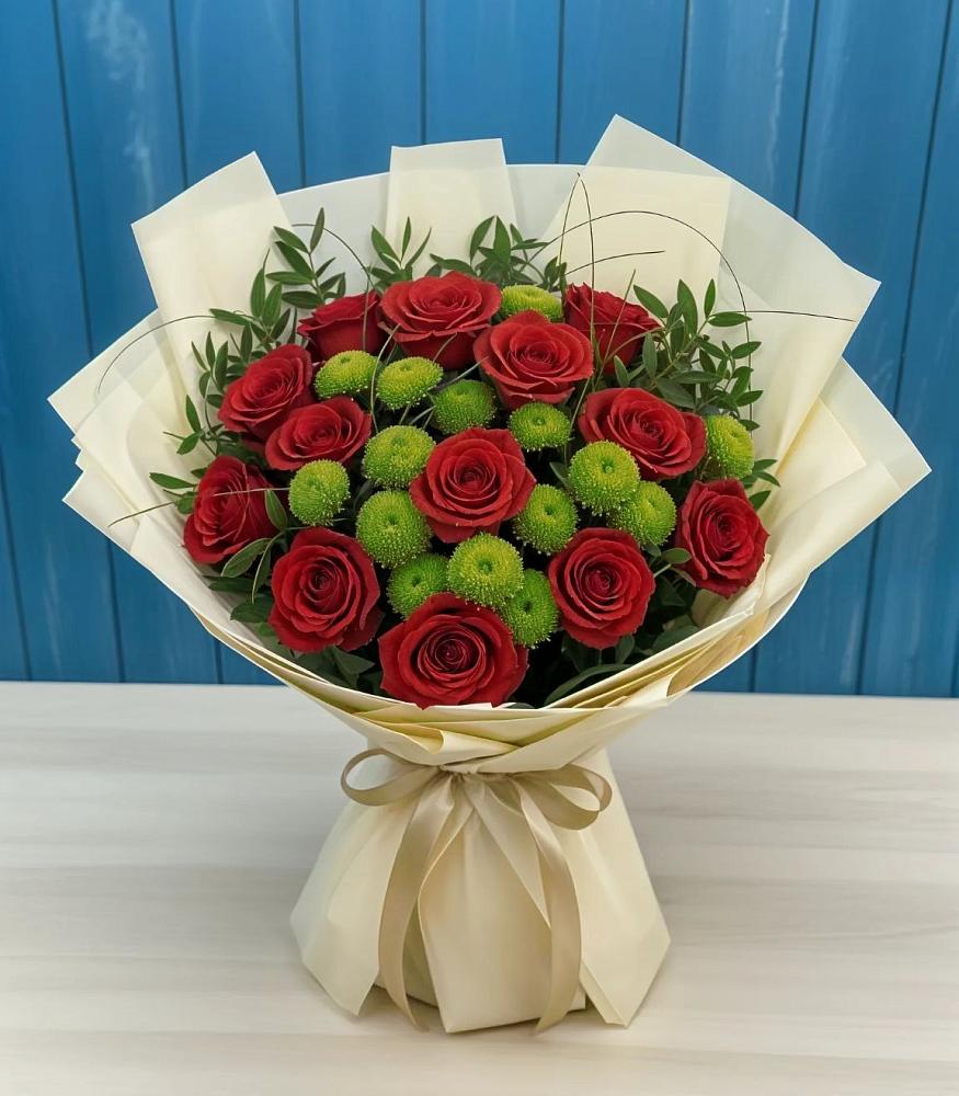 Букет цветов из: Розы и Хризантемы в Махновке